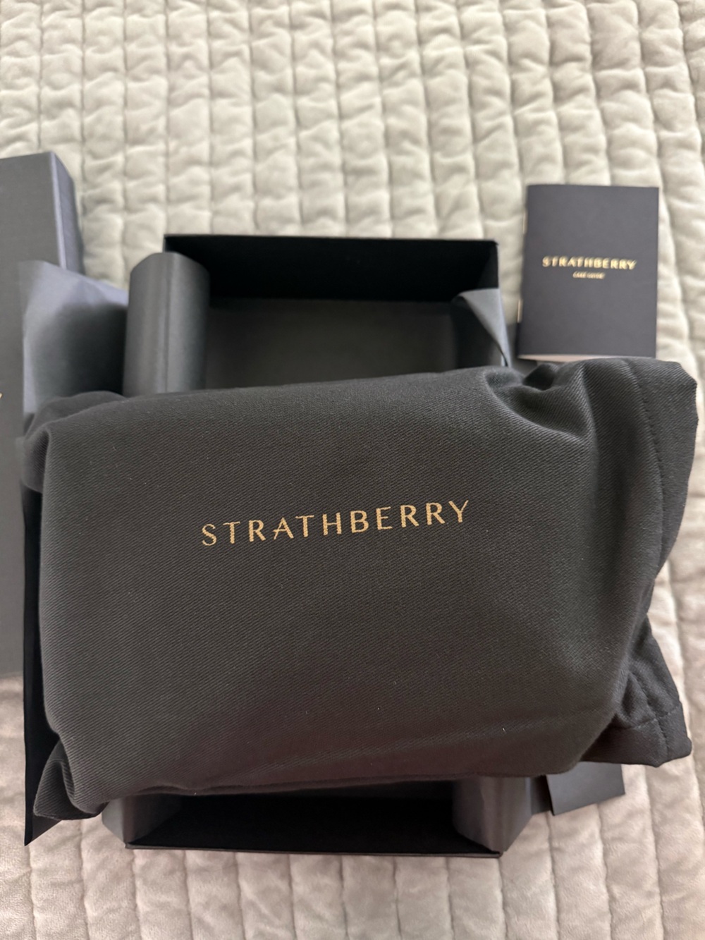 Strathberry Osette Pouch Large Grain Oxblood Leather Mini Drawstring Crossbody - Picture 2 of 5
